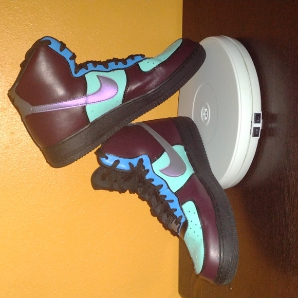 Customized iridescent high top black forces size men\'s 11/womans 12.5